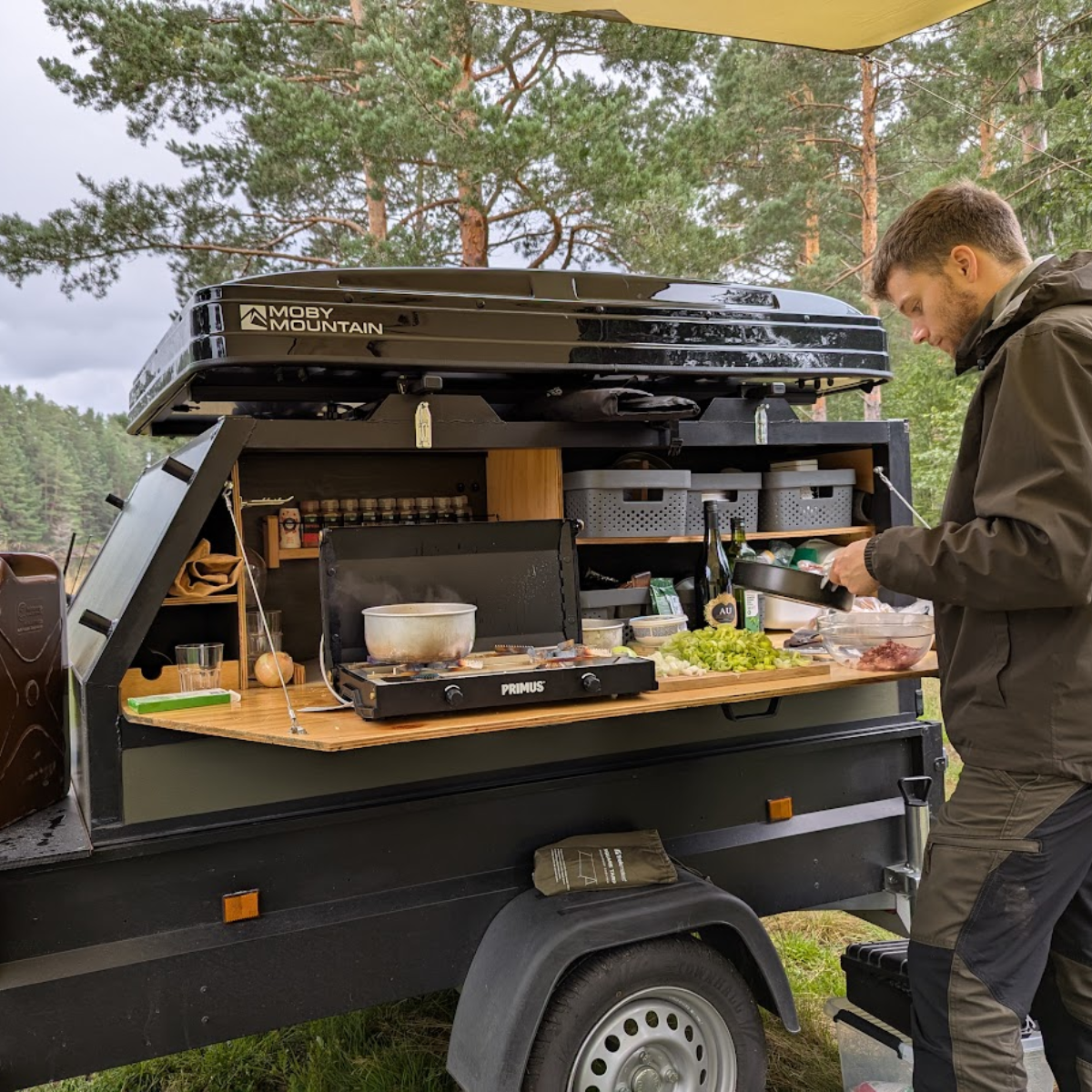 Trailer med Moby Mountain Peak XL Tagtelt