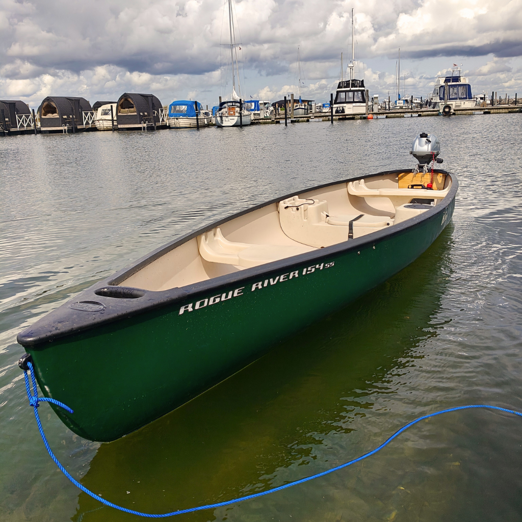 Rouge river 154 SS kano med Honda 2,3 hestes motor udlejes